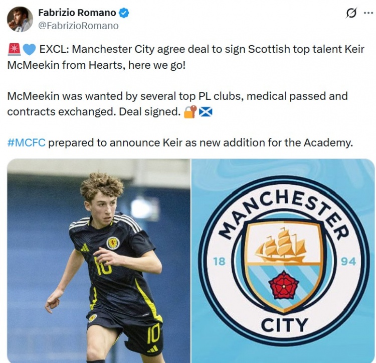 百家乐试玩-Here we go！罗马诺：曼城即将签下苏格兰天才球员基尔·麦克米金
